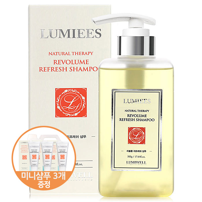 [루미웰] 루미에스 내추럴테라피 리볼륨 리프레쉬 샴푸 500g+22g(3개) 증정 (천연볼륨샴푸)EWG등급 자연유래